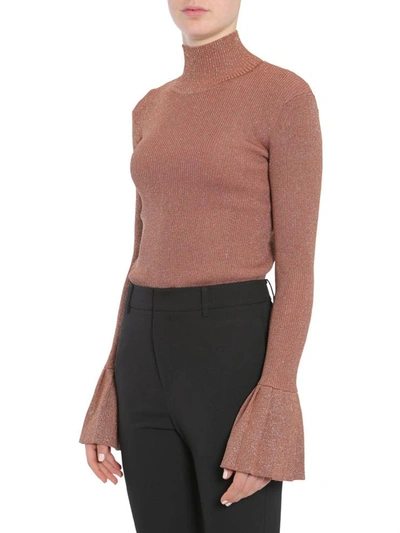 Shop Carven Mock Collar Sweater In Brown