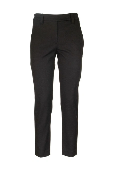 Shop Brunello Cucinelli Stretch Cotton Cover Slim Fit Trousers In Black