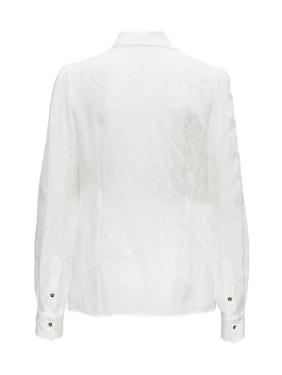 Shop Dolce & Gabbana Jacquard Shirt With Bow In White