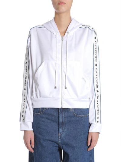 Shop Forte Couture Short Hooded Sweatshirt In White