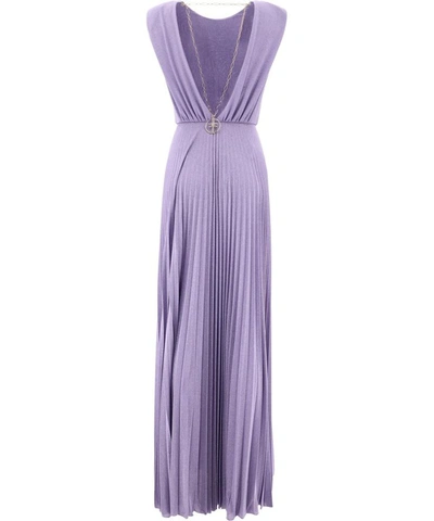 Shop Elisabetta Franchi "red Carpet" Pleated Dress In Purple