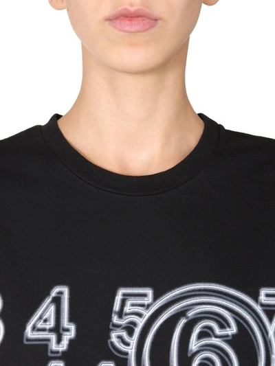 Shop Mm6 Maison Margiela Crew Neck T-shirt In Black