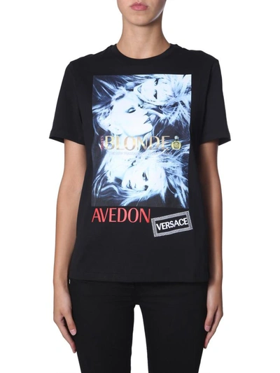 Shop Versace Round Neck T-shirt In Black