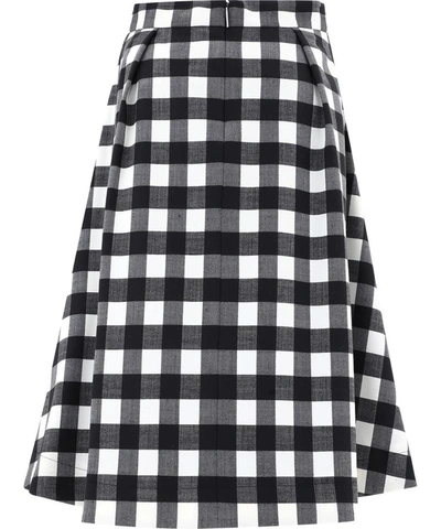 Shop Msgm Flared Check Skirt In Black  