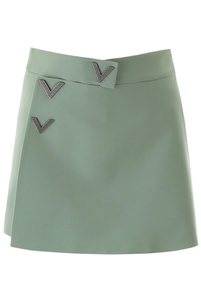 Shop Valentino V Pave' Shorts In Powder Green