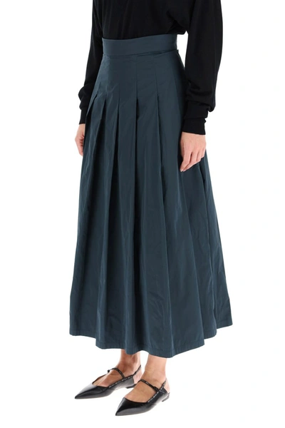 Shop Max Mara 's  Long Pleated Skirt In Blu Sera