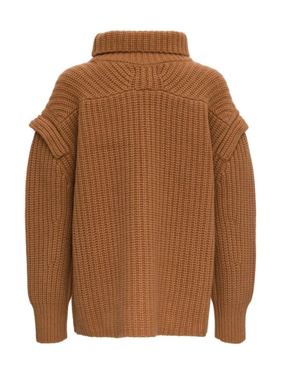 Shop Loulou Studio Jumper With Funnel Neck And Dropped Shoulders In Beige