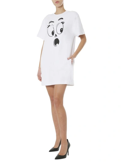 Shop Moschino Printed Dress In White