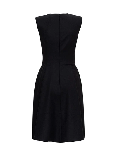 Shop Alexander Mcqueen Wool Blend Dress With Padded Straps In Black