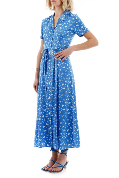 Shop Hvn Silk Maria Dress In Turquoise Shiny Zodiac