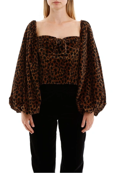 Shop Attico The  Leopard-printed Velvet Top In Natural
