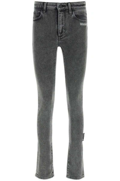 Shop Off-white Skinny Jeans In Dark Grey