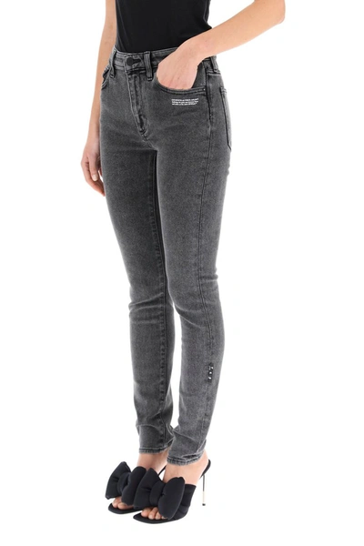 Shop Off-white Skinny Jeans In Dark Grey