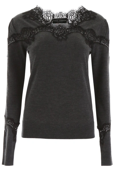 Shop Dolce & Gabbana Pullover With Lace Inserts In Variante Abbinata