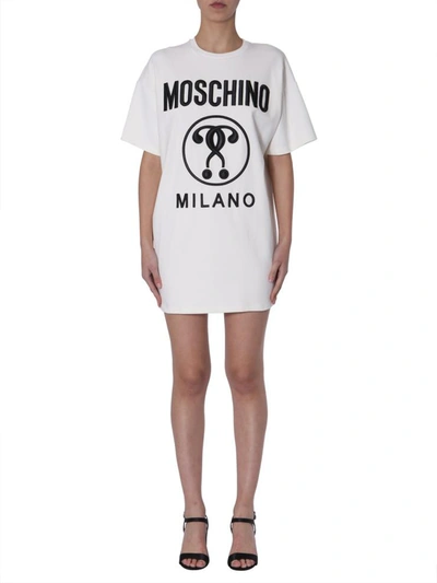 Shop Moschino T-shirt Dress With Logo In White