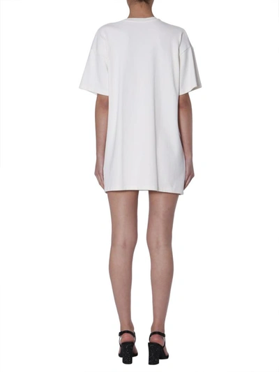 Shop Moschino T-shirt Dress With Logo In White