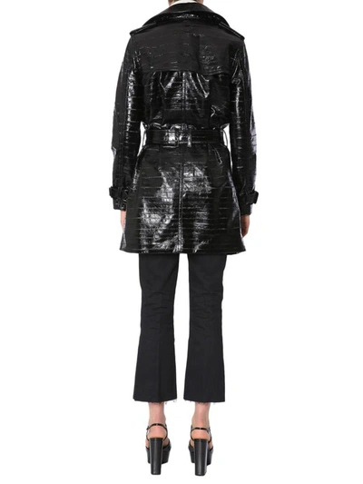 Shop Saint Laurent Leather Trench Coat In Black