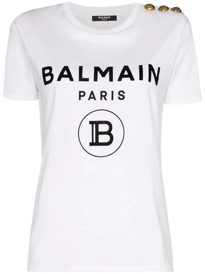 Shop Balmain T-shirts In Blanc Noir