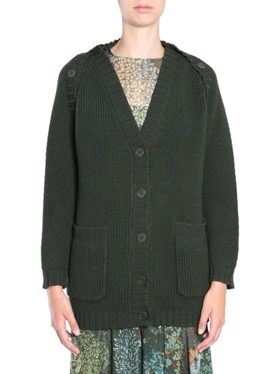 Shop Alberta Ferretti Fishermans Rib Cardigan In Green