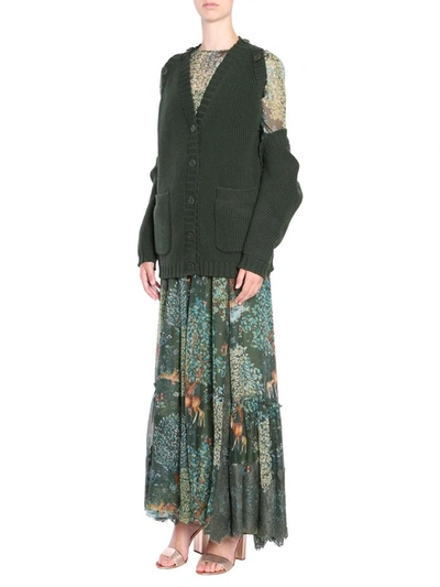 Shop Alberta Ferretti Fishermans Rib Cardigan In Green