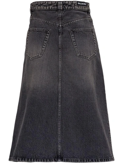Shop Balenciaga A-line Denim Skirt In Grey