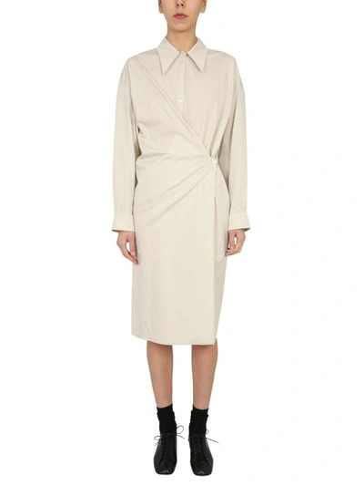 Shop Lemaire Twisted Dress In Beige