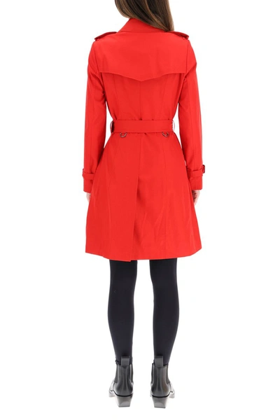 Shop Burberry Midi Chelsea Raincoat In Bright Red