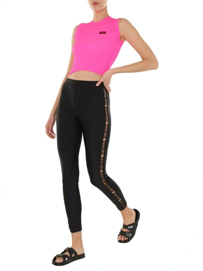 Gcds Logo-patch Ribbed Tank Top In Pink