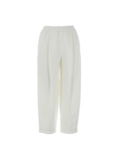 Shop Agnona Pantalone D3031 7102oy N01 Lin In White