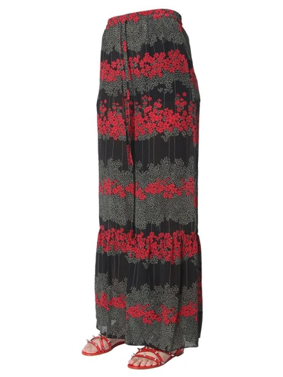Shop Red Valentino Dreaming Peony Print Trousers In Black