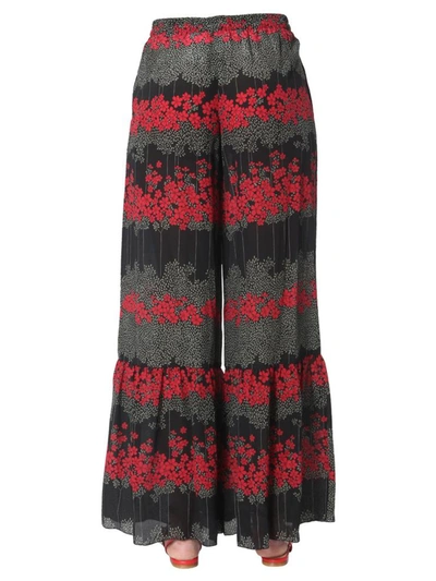 Shop Red Valentino Dreaming Peony Print Trousers In Black