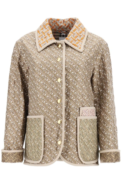 Shop Burberry Quilted Monogram Jacket In Archive Beige