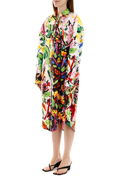 Shop Marni Floral Print Long Oversized Shirt In Multi