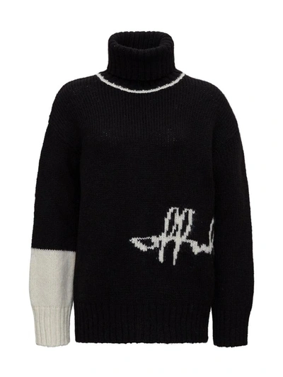 Shop Off-white Sweater With Inlaid Logo In Black