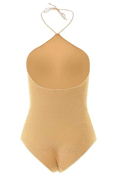 Shop Oseree Oséree Maillot Lumiere Neckless Swimsuit In Gold