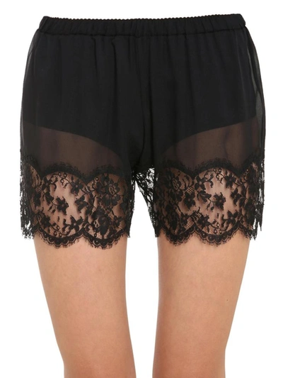 Shop Dolce & Gabbana Silk Lingerie Shorts In Black