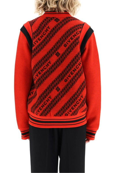 Shop Givenchy Teddy Jacket With Logo In Red Black