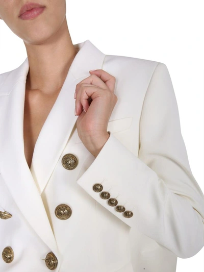 Shop Balmain Double-breasted Jacket In White