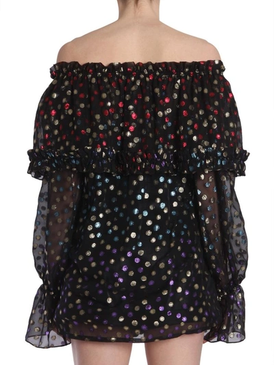 Shop Saint Laurent Gypsy Blouse With Smocked Shoulders In Black