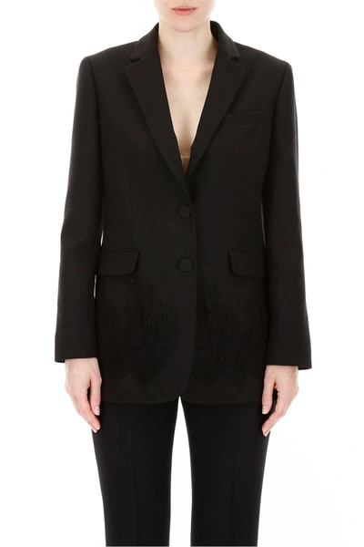 Shop Valentino Jacket With Lace In Nero