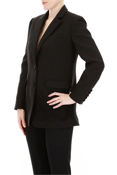 Shop Valentino Jacket With Lace In Nero