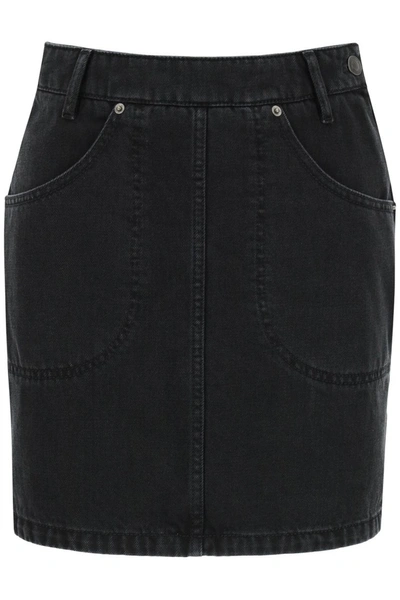 Shop Kenzo Denim Mini Skirt In Black