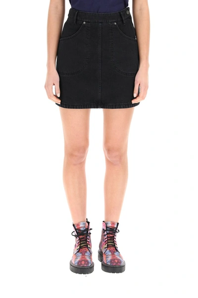 Shop Kenzo Denim Mini Skirt In Black