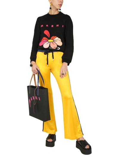 Shop Marni Sweatshirt With Flower Print In Black