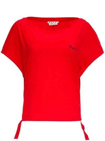 Shop Marni Short Red Cotton T-shirt