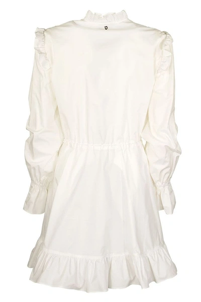 Shop Dondup Cotton Dress And Long Sleeves In White