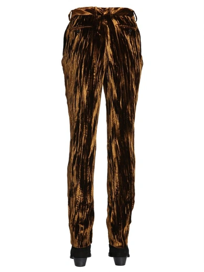 Shop Saint Laurent Trousers In Crinkled Velvet In Bronze