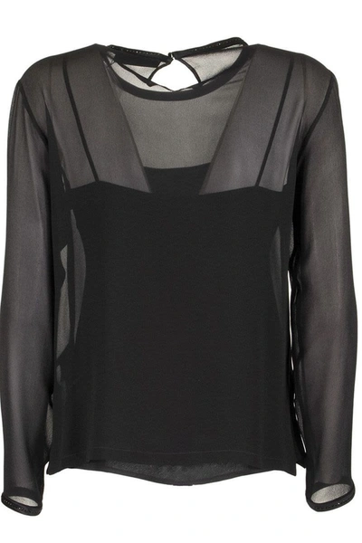 Shop Max Mara Maxmara Ferrara Silk Georgette Blouse In Black