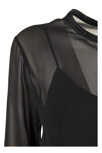 Shop Max Mara Maxmara Ferrara Silk Georgette Blouse In Black