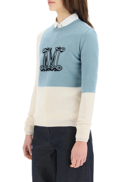 Shop Max Mara Caimano Monogram Logo Sweater In Verde